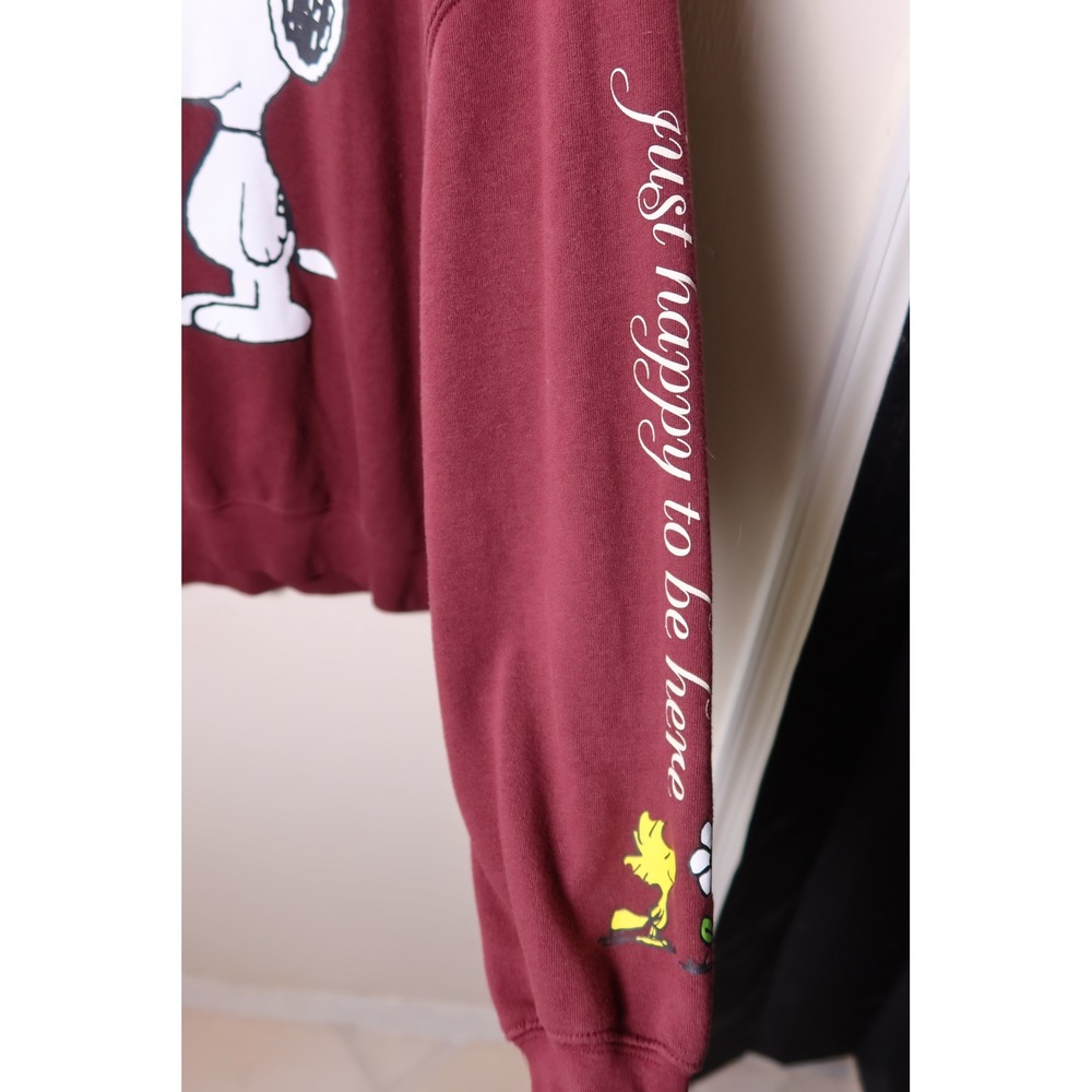 Peanuts Snoopy Woodstock Graphic Sweatshirt Maroon Burgundy Crewneck XL VGC - Picture 4 of 6